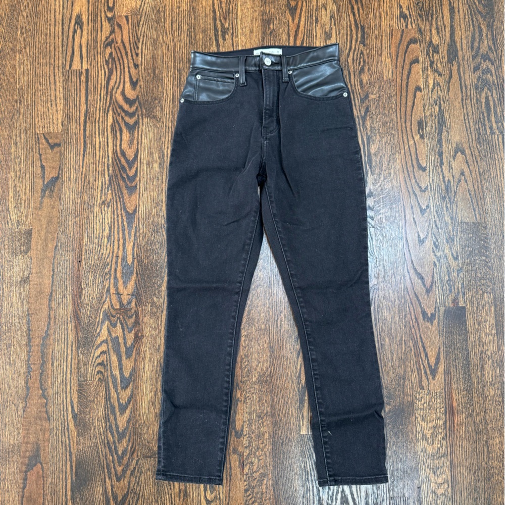 Abercrombie & Fitch Mixed Fabric Curve Love High Rise Super Skinny Ankle Jeans